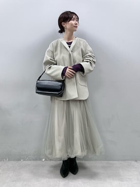 「アイテム（ノーカラーコート）」を使った、Haruさん（レディース・160cm）の秋コーディネート