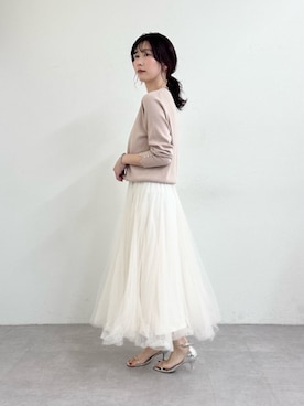 「LARUTA（ラルータ）の【LARUTA】トライアングルバッグ（ショルダーバッグ、ベージュ系）」を使った、Haruさん（レディース・160cm）の春コーディネート