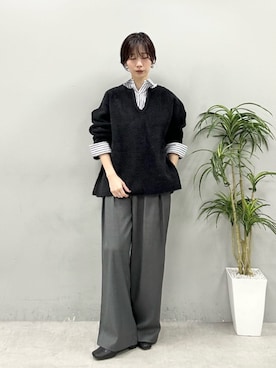 「アイテム（スラックス）」を使った、Haruさん（レディース・160cm・30代）の冬コーディネート