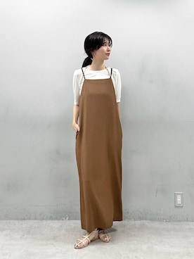 「LARUTA（ラルータ）の【LARUTA】ジャケットSETキャミワンピース（テーラードジャケット、ブラウン系）」を使った、Haruさん（レディース・160cm）の夏コーディネート