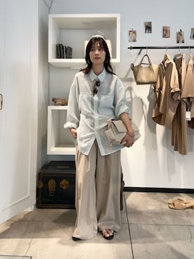 「LARUTA（ラルータ）の【LARUTA】スクエアショルダーバッグ（ショルダーバッグ、ホワイト系）」を使った、Haruさん（レディース・160cm）の夏コーディネート
