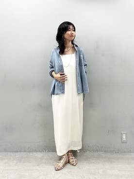 「LARUTA（ラルータ）の【LARUTA】ジャケットSETキャミワンピース（テーラードジャケット、ホワイト系）」を使った、Haruさん（レディース・160cm）の夏コーディネート
