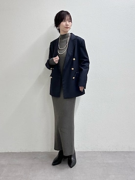 「アイテム（テーラードジャケット、ブルー系）」を使った、Haruさん（レディース・160cm）の秋コーディネート