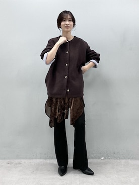 「アイテム（ノーカラーコート）」を使った、Haruさん（レディース・160cm）の秋コーディネート