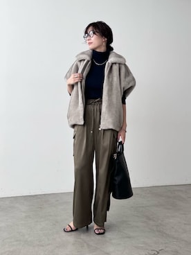 「アイテム（カーゴパンツ）」を使った、Haruさん（レディース・160cm・30代）の冬コーディネート