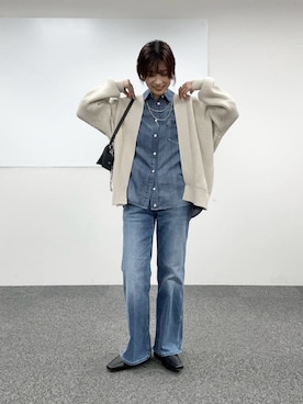 「LARUTA（ラルータ）の【LARUTA】トライアングルバッグ（ショルダーバッグ、ブラック系）」を使った、Haruさん（レディース・160cm）の春コーディネート