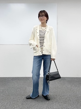 「LARUTA（ラルータ）の【LARUTA】トライアングルバッグ（ショルダーバッグ、ブラック系）」を使った、Haruさん（レディース・160cm）の春コーディネート