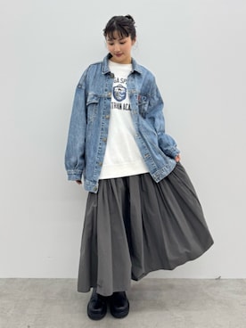 「Ungrid（アングリッド）のビッグシルエットデニムジャケット（デニムジャケット）」を使った、Emmaさん（レディース・167cm）の秋コーディネート
