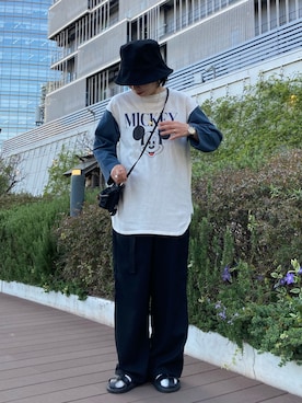 「ミッキーT」｜「アイテム（帽子）」を使った、mizutaniさん（レディース・154cm）の春コーディネート