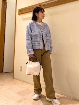 「春服デビュー宣言」｜「アイテム（ノーカラージャケット）」を使った、mizutaniさん（レディース・154cm）の春コーディネート