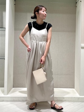 「クルーネック」｜「アイテム（ワンピース）」を使った、shihoさん（レディース・157cm）の夏コーディネート