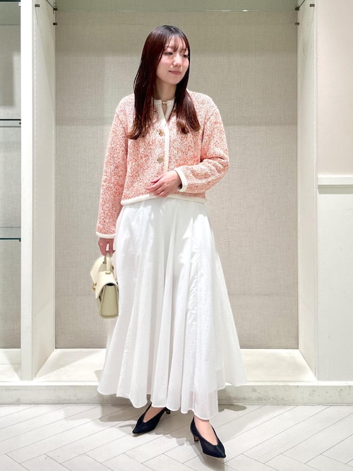 セール】スパンコールミックスノーカラーニットジャケット/洗える