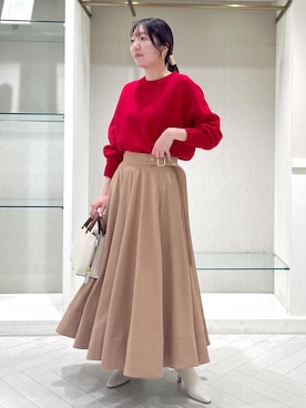 「オフホワイト」｜「アイテム（ブーツ）」を使った、shihoさん（レディース・157cm）の冬コーディネート