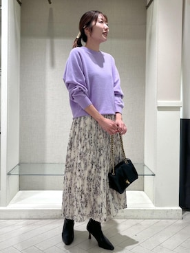 「アコーディオンプリーツ」｜「アイテム（スカート）」を使った、shihoさん（レディース・157cm）の秋コーディネート