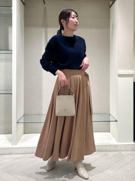 「オフホワイト」｜「アイテム（ブーツ）」を使った、shihoさん（レディース・157cm）の冬コーディネート