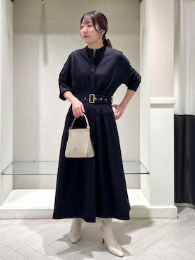「オフホワイト」｜「アイテム（ブーツ）」を使った、shihoさん（レディース・157cm）の冬コーディネート