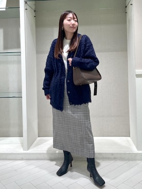 「グレンチェック」｜「アイテム（ブーツ）」を使った、shihoさん（レディース・157cm）の秋コーディネート