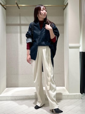 「ROPE'（ロペ）のテンセルカシミヤシアーカットソー（Tシャツ/カットソー）」を使った、shihoさん（レディース・157cm）の秋コーディネート