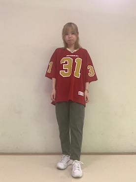 「メンズライクコーデ」｜「アイテム（カーゴパンツ）」を使った、上野里紗さん（レディース・153cm）の夏コーディネート
