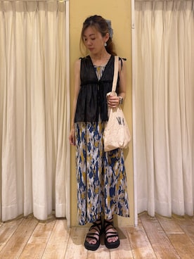 「Samansa Mos2 blue（サマンサモスモスブルー）のアイテム（バッグ、オレンジ系）」を使った、uri630さん（レディース・163cm）の夏コーディネート