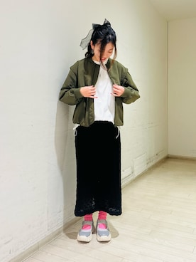 「Samansa Mos2 blue（サマンサモスモスブルー）のアイテム（ブルゾン）」を使った、uri630さん（レディース・163cm）の冬コーディネート