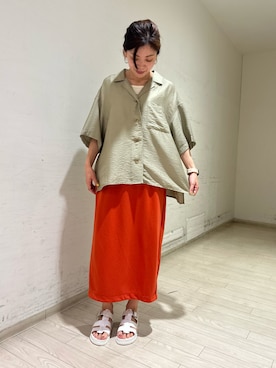 「Samansa Mos2 blue（サマンサモスモスブルー）のアイテム（スカート、オレンジ系）」を使った、uri630さん（レディース・163cm）の夏コーディネート