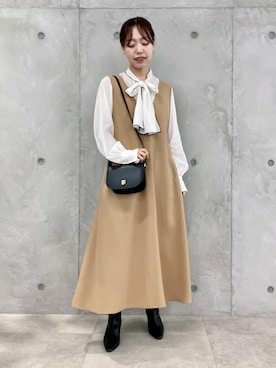「ROPÉ」｜「アイテム（ジャンパースカート）」を使った、MAAYAさん（レディース・158cm）の夏コーディネート