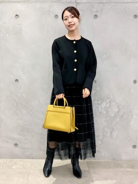 「ノーカラー」｜「アイテム（ブーツ）」を使った、MAAYAさん（レディース・158cm）の秋コーディネート