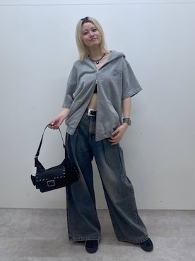 「アイテム（パーカー）」を使った、yuinaさん（レディース・167cm）の夏コーディネート