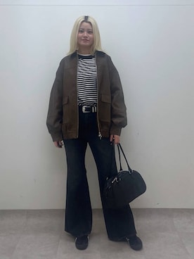 「PBLIM（ページボーイリム）のアイテム（Tシャツ/カットソー）」を使った、yuinaさん（レディース・167cm）の秋コーディネート