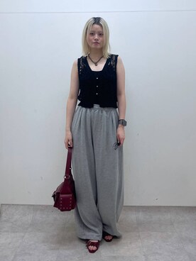 「アイテム（バッグ、レッド系）」を使った、yuinaさん（レディース・167cm）の夏コーディネート