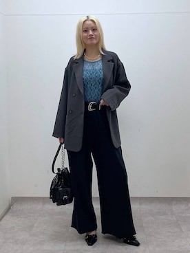 「PAGEBOY（ページボーイ）のサイドタックルーズウラケパンツ/イージーパンツ【4color・2size】（スウェットパンツ）」を使った、yuinaさん（レディース・167cm・20代）の秋コーディネート