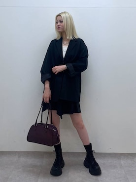 「PAGEBOY（ページボーイ）の【セットアップ対応】チェックMIXジャケット 《2サイズ展開》（テーラードジャケット）」を使った、yuinaさん（レディース・167cm）の秋コーディネート