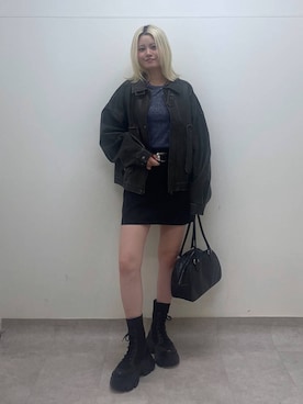 「アイテム（ボストンバッグ）」を使った、yuinaさん（レディース・167cm）の秋コーディネート