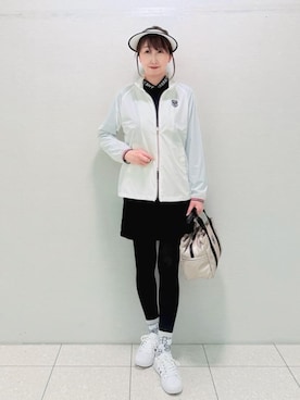 「adabat（アダバット）の【ADABAT NAVY】撥水 ライトタフタジップブルゾン（ブルゾン、ホワイト系）」を使った、ᴀᴋɪ ꕤ୭さん（レディース・167cm）の春コーディネート