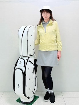 「adabat（アダバット）の【撥水】UVナイロンジップブルゾン（ブルゾン、イエロー系）」を使った、ᴀᴋɪ ꕤ୭さん（レディース・167cm）の冬コーディネート