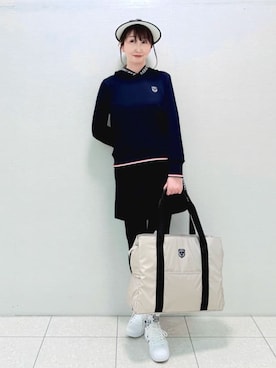 「adabat（アダバット）の【ADABAT NAVY】UVポンチプルオーバーフーディ（パーカー、ブルー系）」を使った、ᴀᴋɪ ꕤ୭さん（レディース・167cm）の春コーディネート