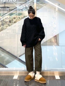 「アイテム（スリッポン）」を使った、ほのさん（レディース・164cm）の冬コーディネート