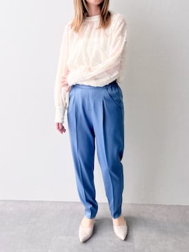 「nissen（ニッセン）の【褒められシルエット】テーパードパンツ（スラックス）」を使った、sakuさん（レディース・159cm）の夏コーディネート