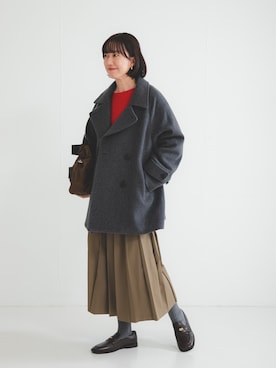 「アイテム（ピーコート）」を使った、yuunaさん（レディース・159cm）の冬コーディネート