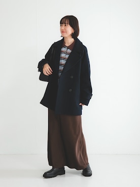 「アイテム（ピーコート）」を使った、yuunaさん（レディース・159cm）の冬コーディネート