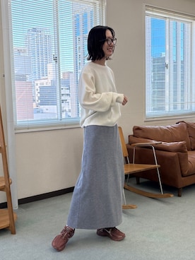 「URBAN RESEARCH Sonny Label（アーバンリサーチサニーレーベル）の『UR TECH』蓄熱ジャージーIラインスカート（スカート）」を使った、yuunaさん（レディース・159cm）の秋コーディネート