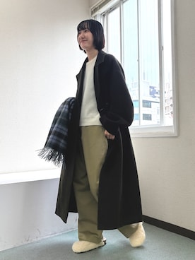 「アイテム（チェスターコート）」を使った、yuunaさん（レディース・159cm）の冬コーディネート