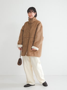 「アイテム（ムートンコート）」を使った、yuunaさん（レディース・159cm）の冬コーディネート