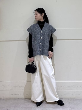 「BARNYARDSTORM（バンヤードストーム）のBARNYARDSTORM / ウォームツイルストレッチワイドパンツ / ハンドウォッシャブル【吸湿発熱】（その他パンツ）」を使った、hitomiさん（レディース・160cm）の秋コーディネート