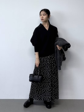 「アイテム（ブルゾン、グレー系）」を使った、hitomiさん（レディース・160cm）の秋コーディネート