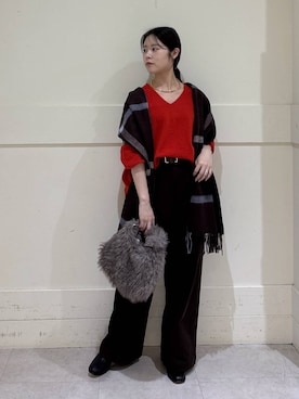 「BARNYARDSTORM（バンヤードストーム）のBARNYARDSTORM / Vネックホールガーメントニット【MADE IN JAPAN】（ニット/セーター）」を使った、hitomiさん（レディース・160cm）の秋コーディネート