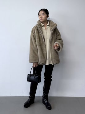 「BARNYARDSTORM（バンヤードストーム）のBARNYARDSTORM / ミンクライクコート（ブルゾン）」を使った、hitomiさん（レディース・160cm）の秋コーディネート