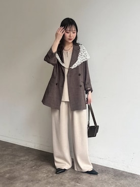 「DouDou（ドゥドゥ）のアイテム（パンツ）」を使った、doudousayakaさん（レディース・163cm）の春コーディネート