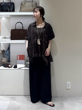 「DouDou（ドゥドゥ）のワイドバングル（ブレスレット、ゴールド系）」を使った、doudousayakaさん（レディース・163cm）の夏コーディネート